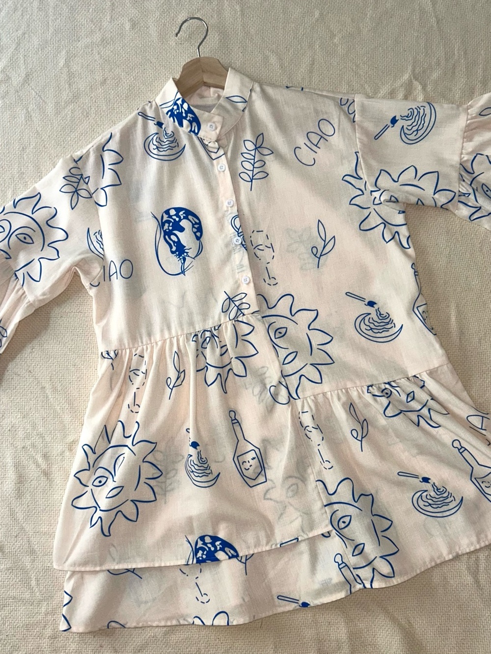 NWOT Commense Oversized Sun Print Mini
Dress Smock Tunic